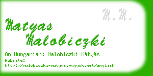 matyas malobiczki business card